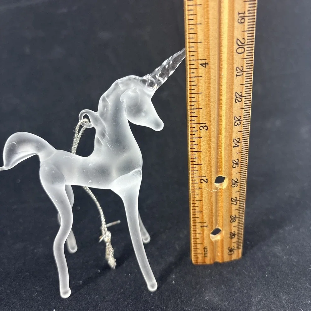 Unicorn Glass Ornament Frosted 4 In Tall